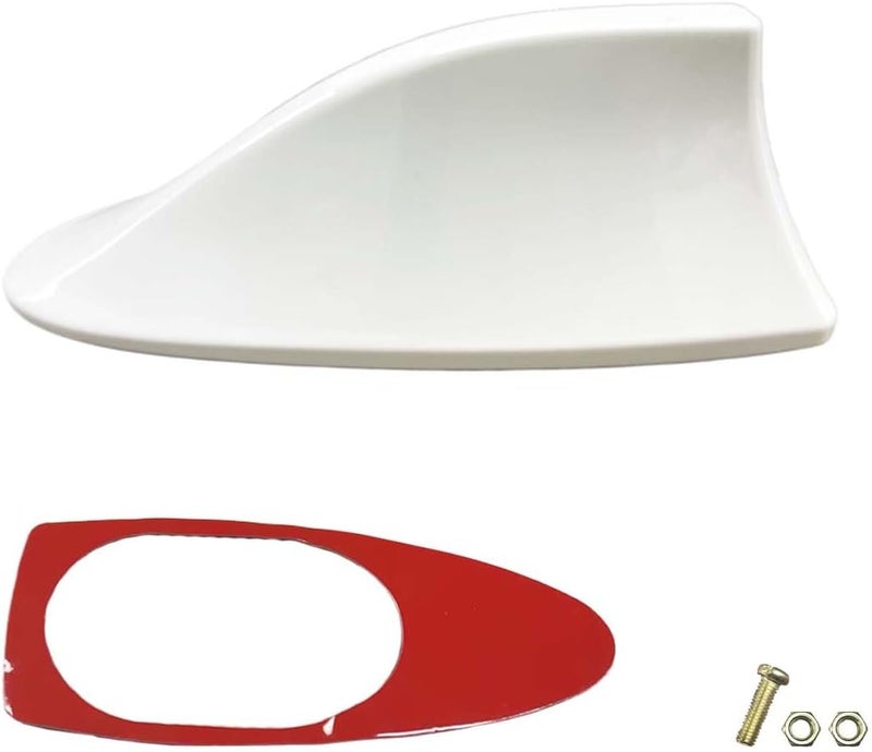 LHDOS Car Shark Fin Antenna Cover, Plastic Automotive Signal Roof Aerial Cover with Adhesive Tape, Universal Roof Mount Antenna Replacement Vehicle Decorative Cover for Car Truck SUV (White) - Image 1